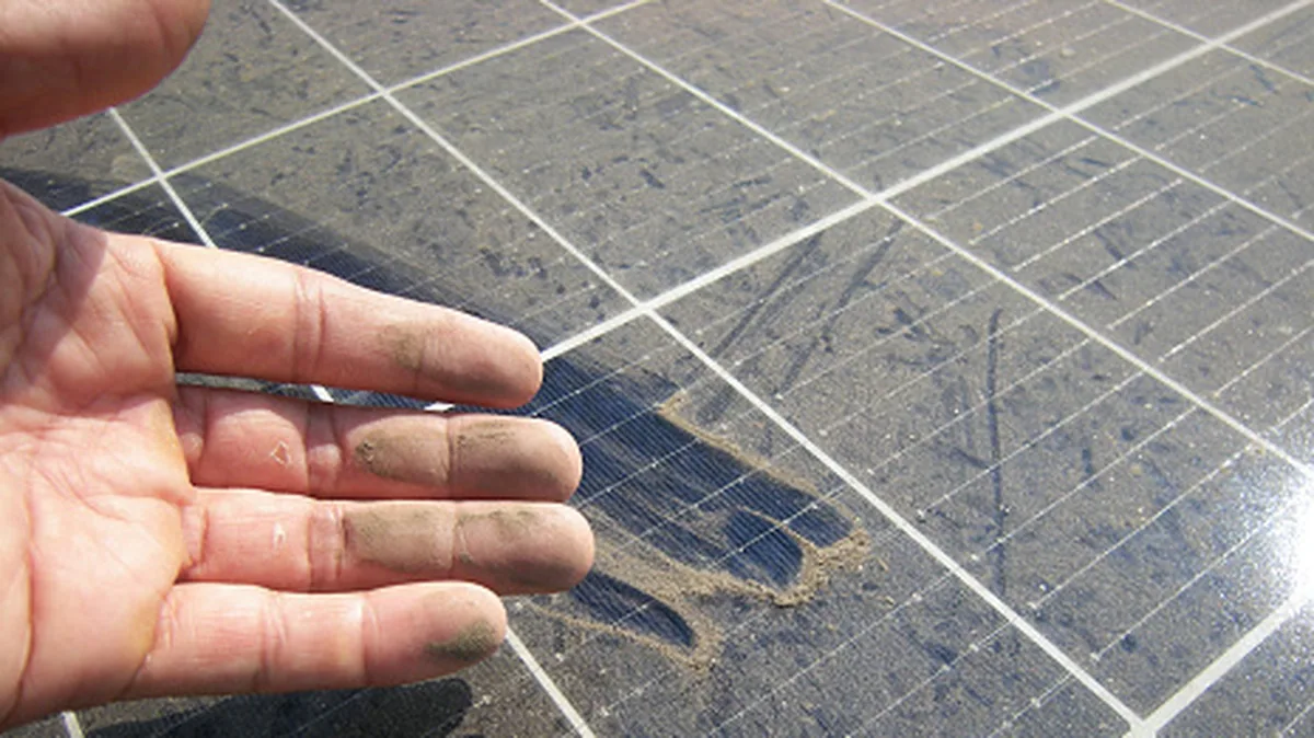 Dirt on solar panels can reduce energy output