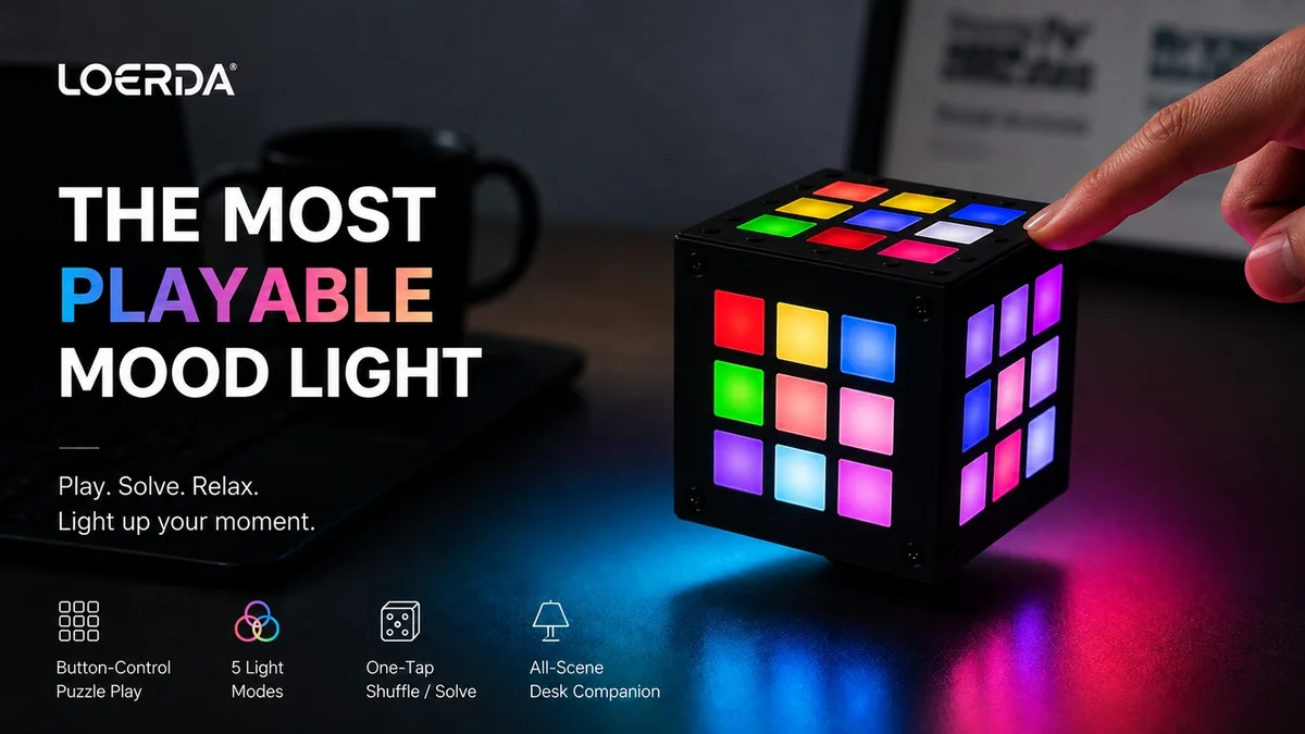 Sponsored: LOERDA Aurora Cube — Button-Control Puzzle Desk Ambient Ligh