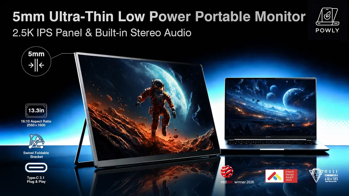 Sponsored: POWLY: The 5mm Ultra-Thin 2.5K Low-Power Portable Display